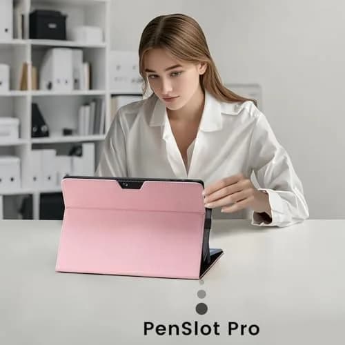 Omnpak Surface Pro 11/10/9 Case Pink | Lightweight Protective Folio with Stylus Holder & Kickstand, 13-inch thumbnail 3