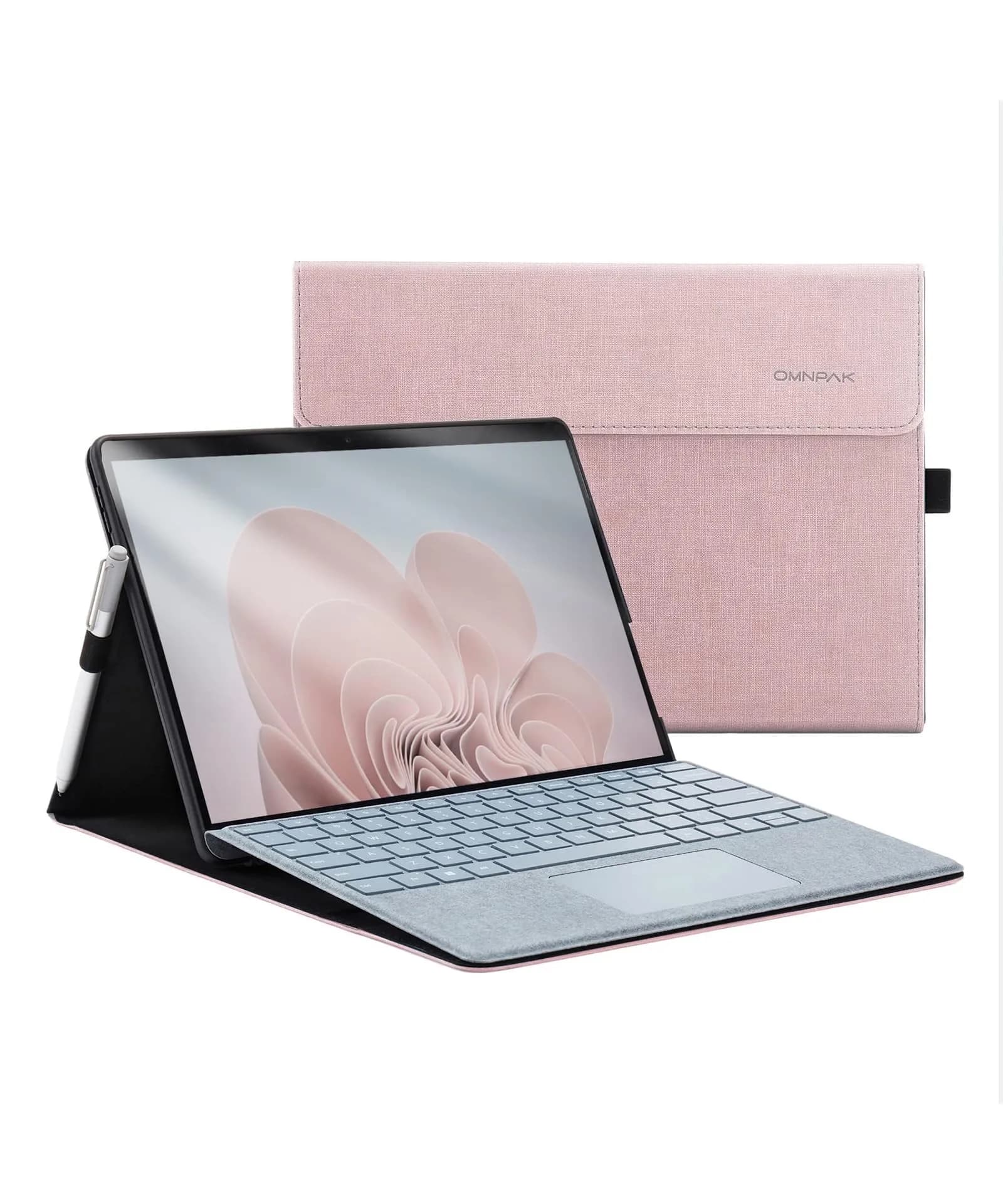Omnpak Black Case for 13-inch Surface Pro 11/10/9 | Protective Cover with Stand & Stylus Holder — Pink / For Surface Pro 11/10/9