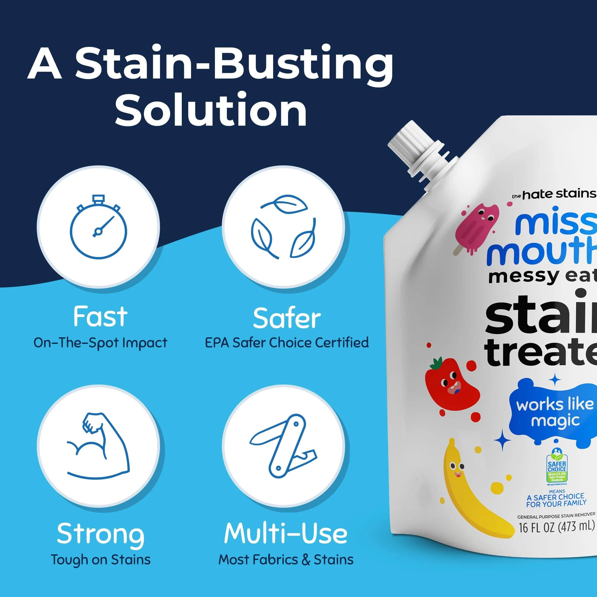 Miss Mouth's Messy Eater Refill Laundry Stain Remover 473ml (16 Fl Oz) | EPA Safer Choice Certified - view 4