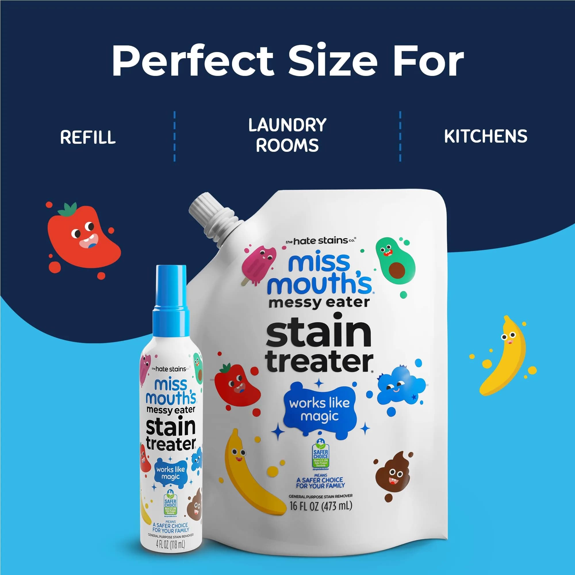Miss Mouth's Messy Eater Refill Laundry Stain Remover 473ml (16 Fl Oz) | EPA Safer Choice Certified - view 9