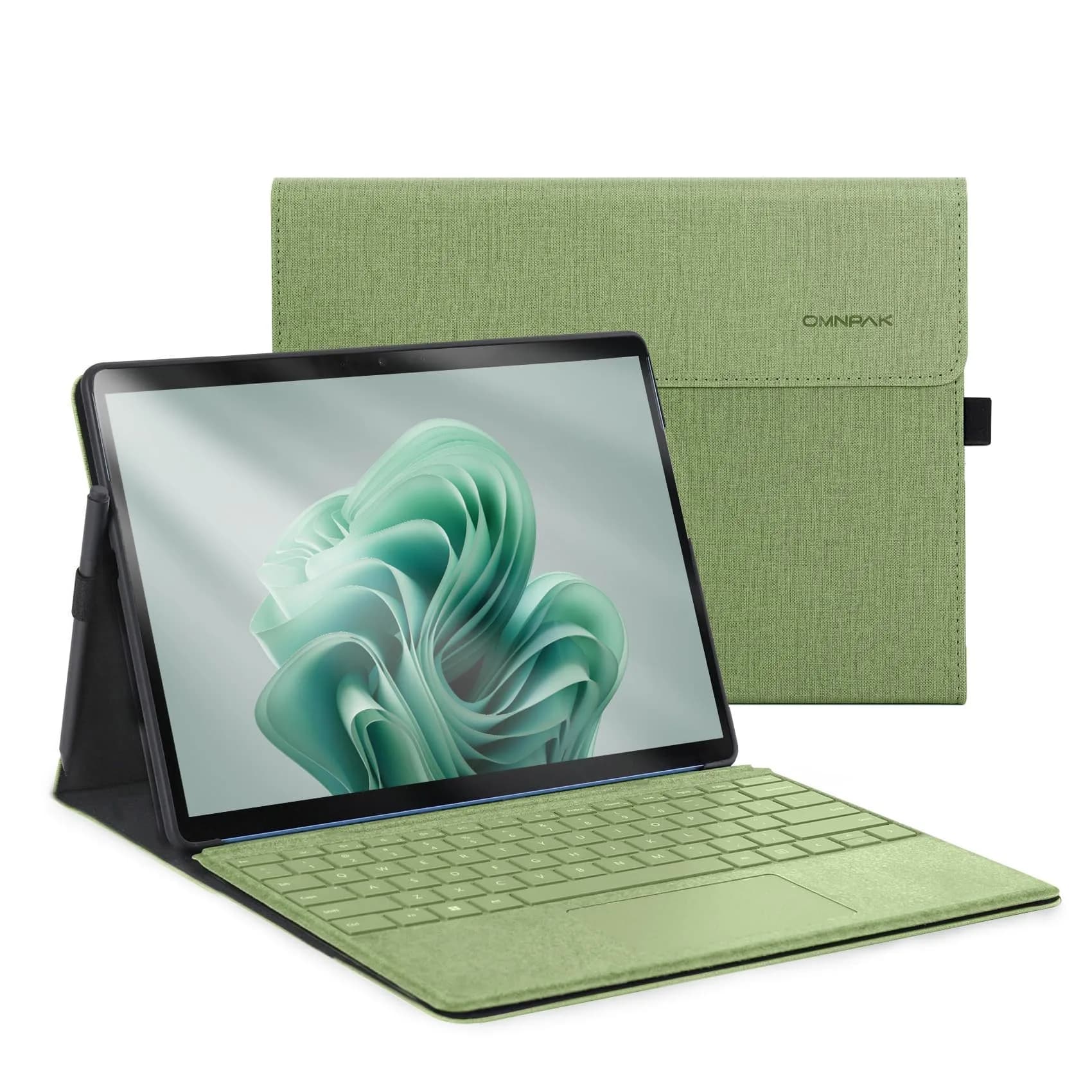 Omnpak Black Case for 13-inch Surface Pro 11/10/9 | Protective Cover with Stand & Stylus Holder — Light Green / For Surface Pro 11/10/9
