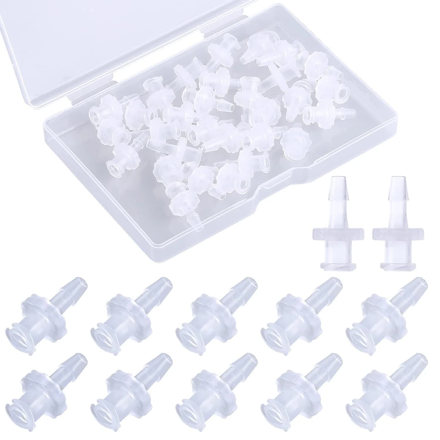 AIEX Clear Female Luer Lock 1/8" (3.2mm) Syringe Adapters, 30-Piece Kit | Industrial Grade Connectors for Secure Tubing - main product image