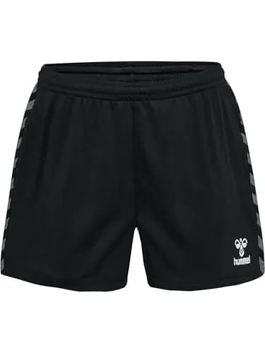 Hummel Womens Hmlauthentic Pl Shorts WomanShorts, Black, Medium | Breathable, Mid Rise, Regular Fit thumbnail 3