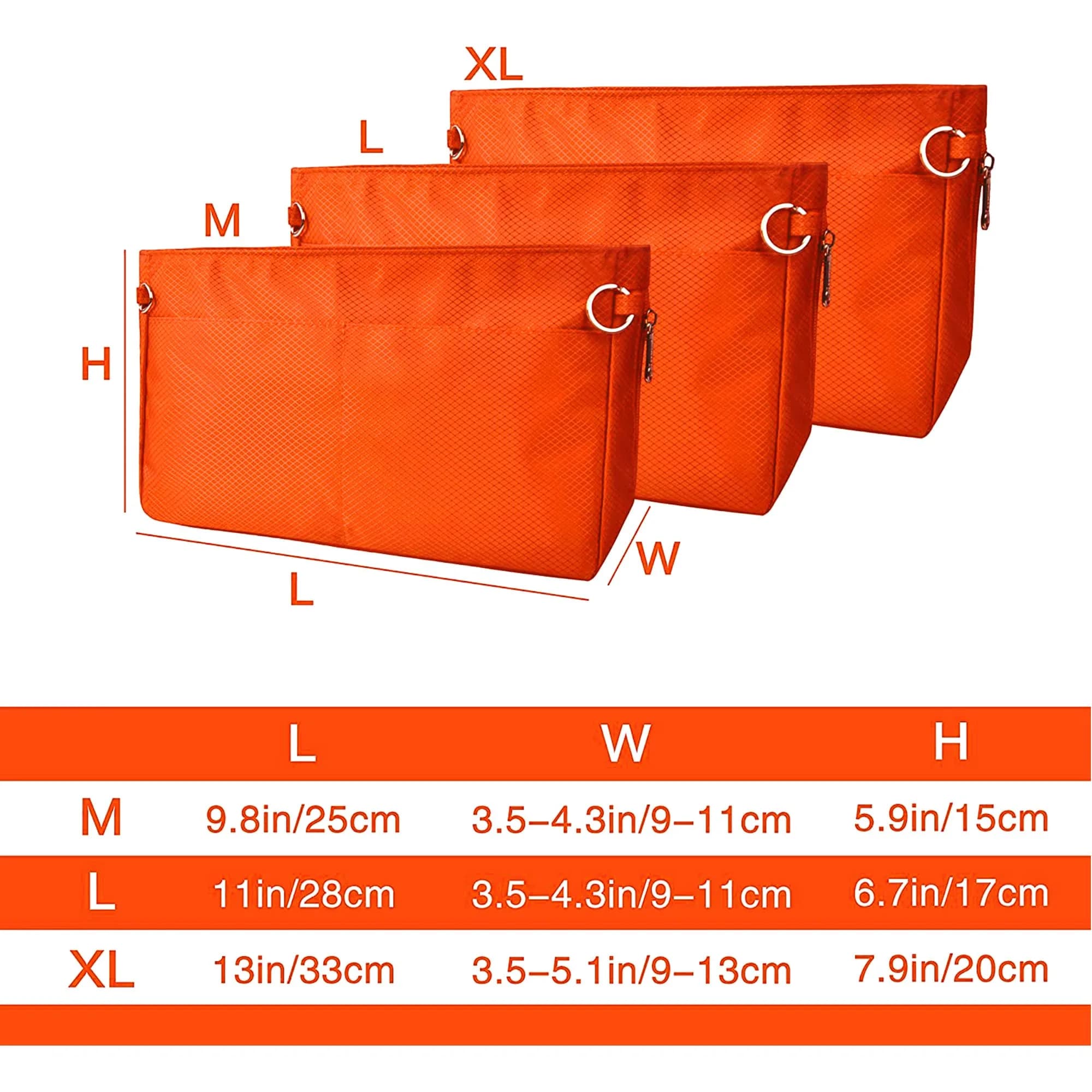 Vercord Expandable Nylon Handbag Purse Organizer Insert Liner Shaper Bag in Bag - Vibrant Orange, Large - view 2