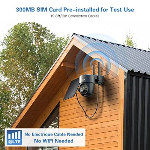 Xega 4G LTE Solar Cellular Security Camera with SIM Card, 2K HD PTZ, 10m Cable | No WiFi Needed thumbnail 4