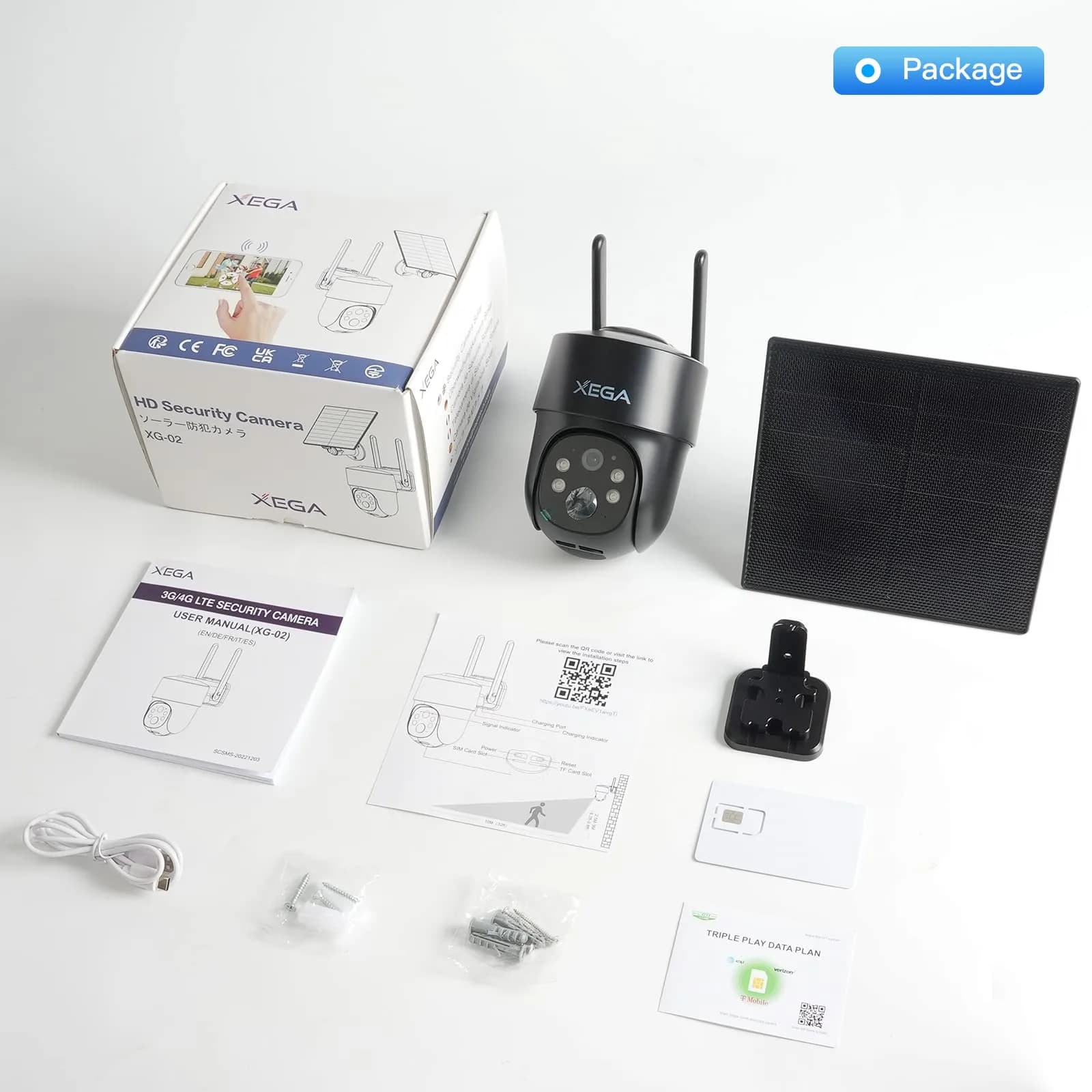 Xega 4G LTE Solar Cellular Security Camera with SIM Card, 2K HD PTZ, 10m Cable | No WiFi Needed - view 7