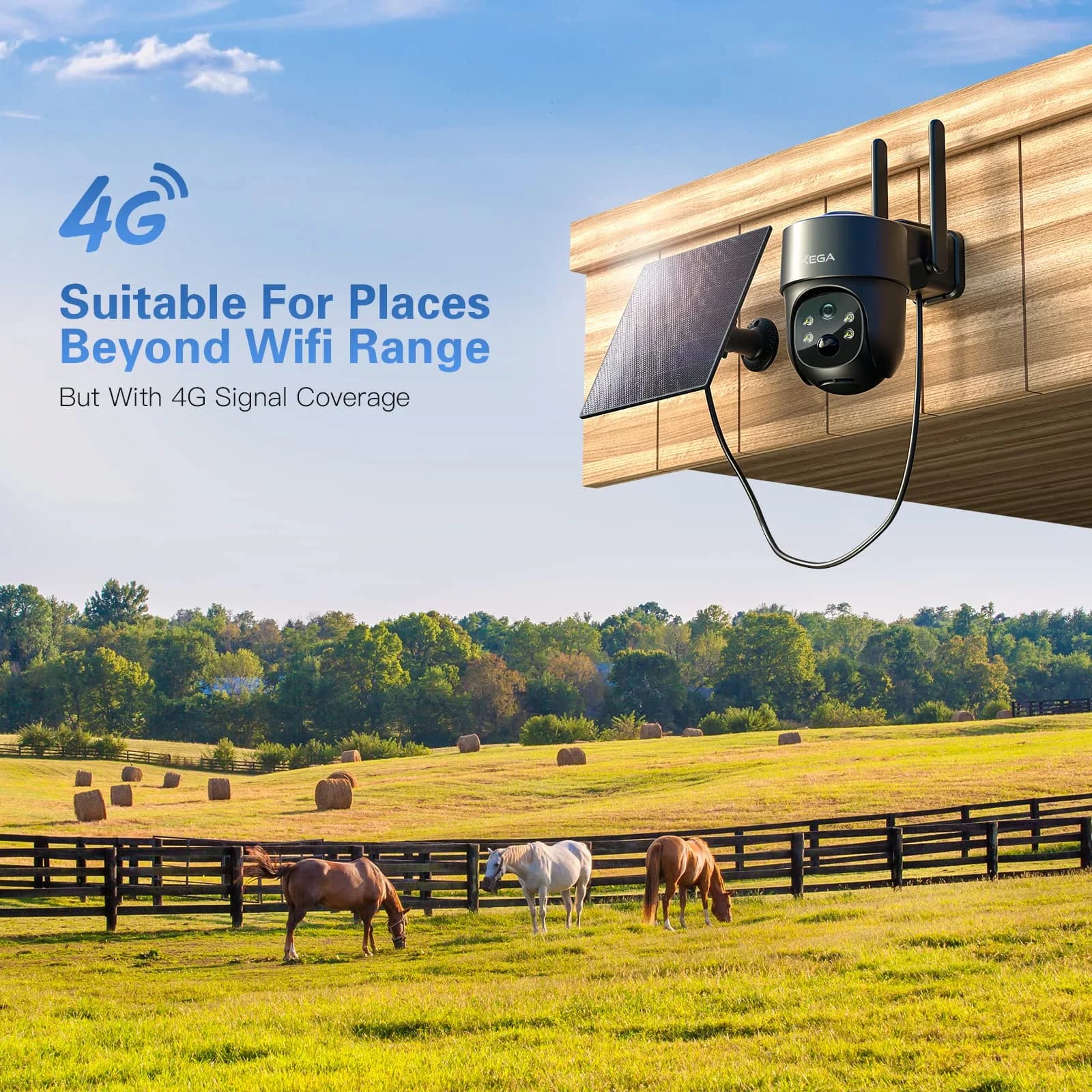 Xega 4G LTE Solar Cellular Security Camera with SIM Card, 2K HD PTZ, 10m Cable | No WiFi Needed - view 2