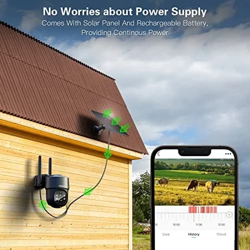Xega 4G LTE Solar Cellular Security Camera with SIM Card, 2K HD PTZ, 10m Cable | No WiFi Needed thumbnail 3