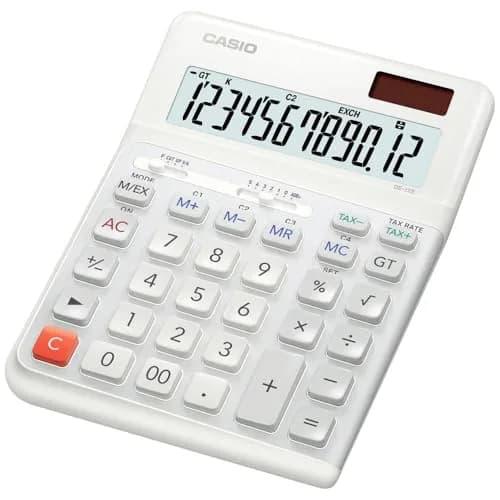 Casio Desktop Calculator DE-12E-WE | 12-Stelliges Display, Ergonomisch, Weiß thumbnail 1