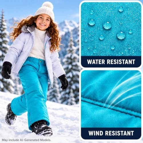 iXtreme Girls' Little Snowpant, Turquoise, 5/6 | Wind & Water Resistant, Insulated for Cold Weather thumbnail 5