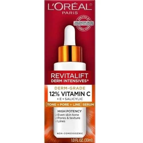 L'Oreal Paris Revitalift Derm Intensives Serum with 12% Vitamin C + E + Salicylic, 30ml | Brightening & Pore Refining thumbnail 1