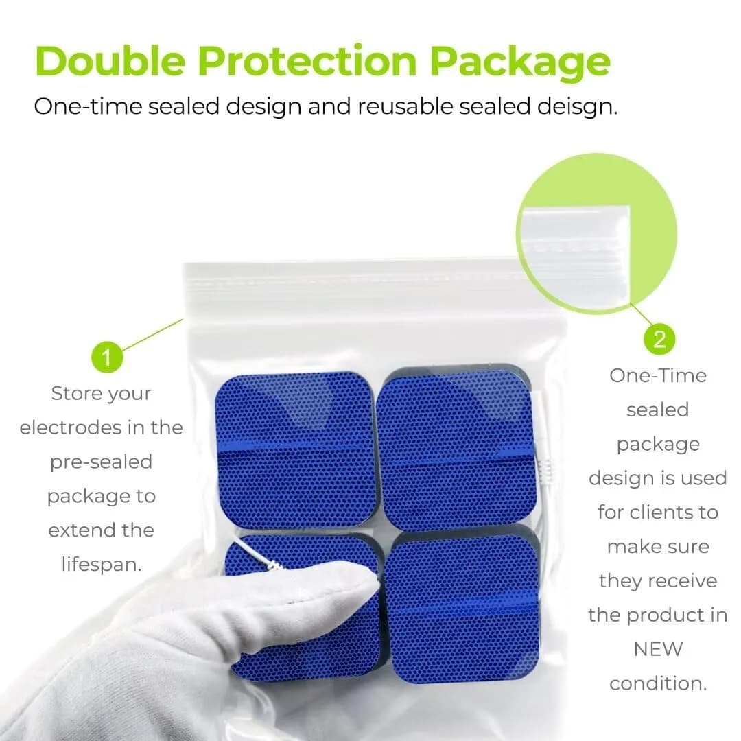 AUVON TENS Unit Electrode Pads (20-Pack, Blue) | Universal 2mm Connector, CE/ROHS Approved - view 5