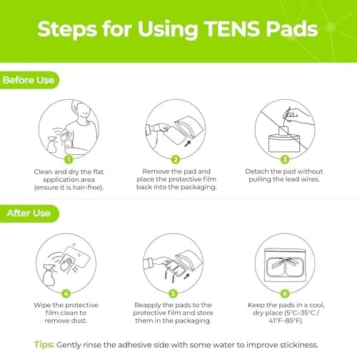 AUVON TENS Unit Electrode Pads (20-Pack, Blue) | Universal 2mm Connector, CE/ROHS Approved thumbnail 7