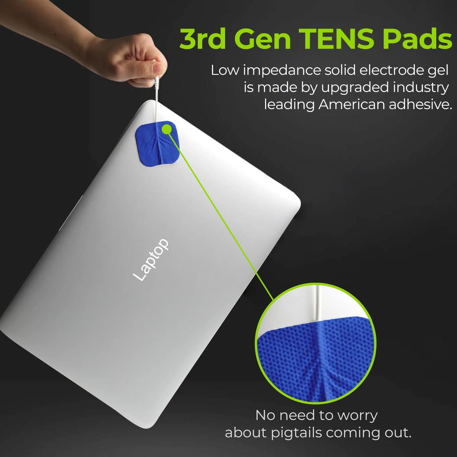 AUVON TENS Unit Electrode Pads (20-Pack, Blue) | Universal 2mm Connector, CE/ROHS Approved - view 2