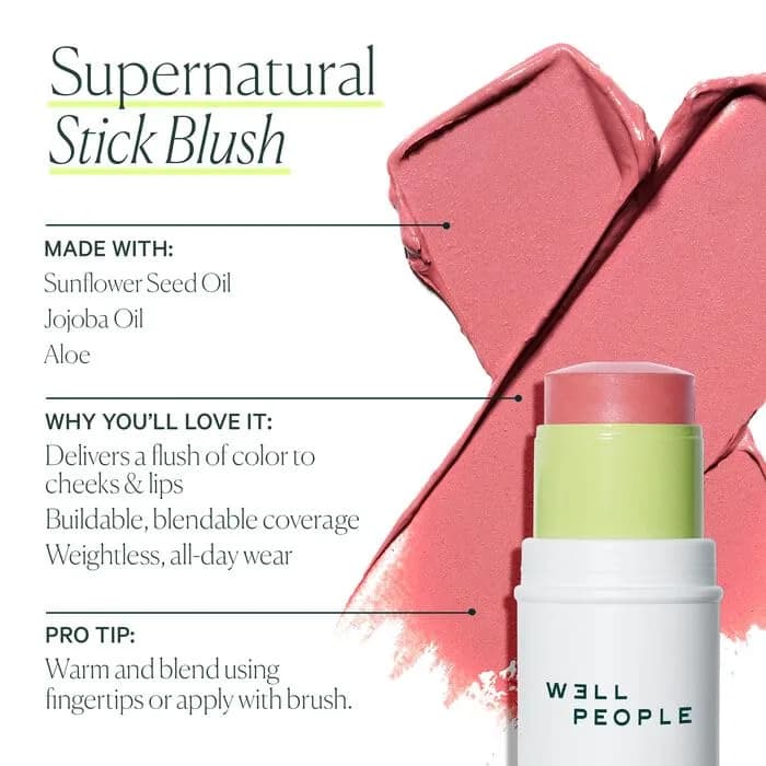 Well People Supernatural Stick Multi-Use Blush Lychee | Hydrating Cream Blush for Cheeks & Lips thumbnail 4