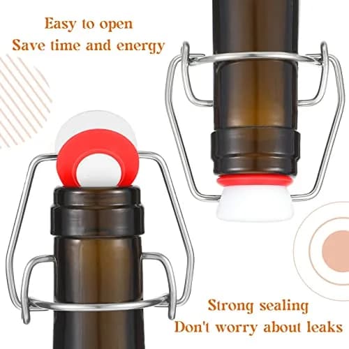 Meanplan Flip Top Bottle Replacement Caps with Silicone Gaskets - 6 Pcs (12 Total Items) | Fits 8-35oz Grooved Glass Bottles thumbnail 4