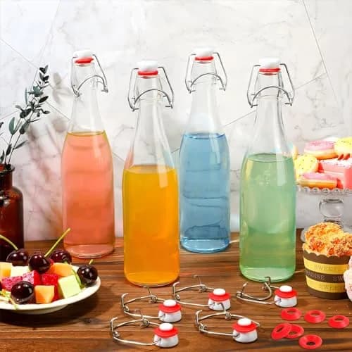 Meanplan Flip Top Bottle Replacement Caps with Silicone Gaskets - 6 Pcs (12 Total Items) | Fits 8-35oz Grooved Glass Bottles thumbnail 6