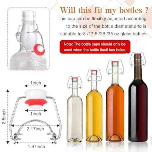 Meanplan Flip Top Bottle Replacement Caps with Silicone Gaskets - 6 Pcs (12 Total Items) | Fits 8-35oz Grooved Glass Bottles thumbnail 2