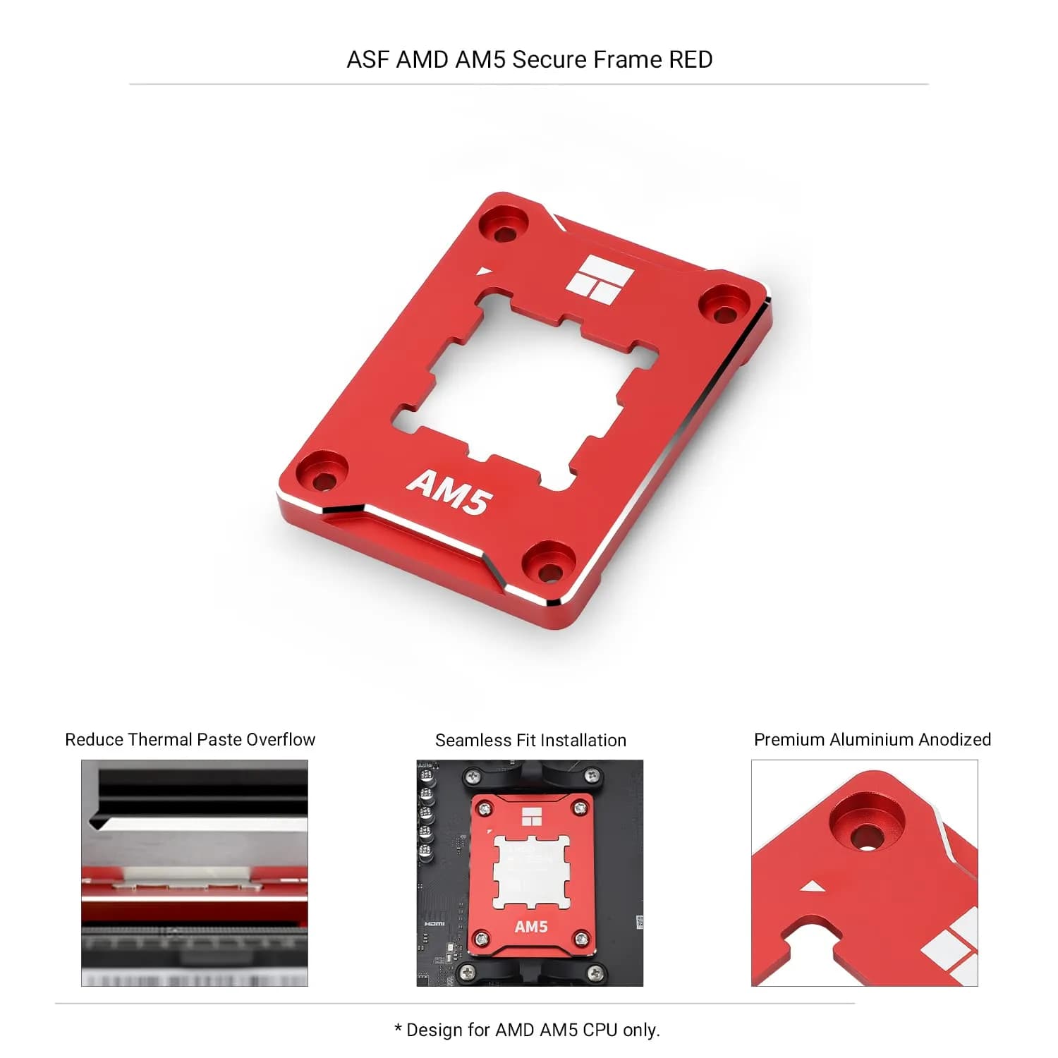Thermalright ASF-RED AM5 CPU Holder | Corrective Anti-Bending Fixing Frame for AMD AM5 Socket - view 3