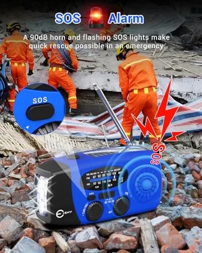 Esky Emergency Hand Crank Radio with 3 LED Flashlight, AM/FM/NOAA Portable Weather Radio 255g (9oz) | Survival Tool for Indoor Outdoor Camping thumbnail 4