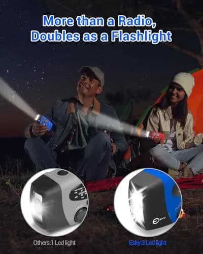 Esky Emergency Hand Crank Radio with 3 LED Flashlight, AM/FM/NOAA Portable Weather Radio 255g (9oz) | Survival Tool for Indoor Outdoor Camping thumbnail 5