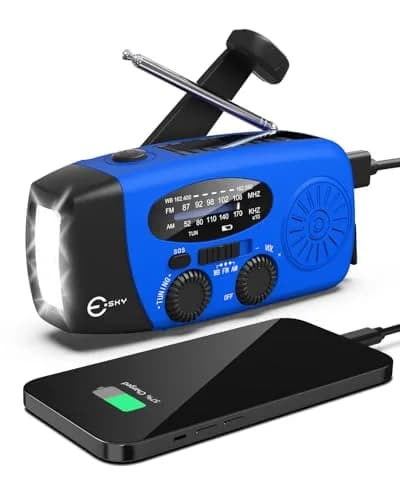 Esky Emergency Hand Crank Radio with 3 LED Flashlight, AM/FM/NOAA Portable Weather Radio 255g (9oz) | Survival Tool for Indoor Outdoor Camping thumbnail 1