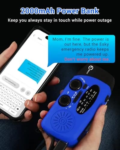 Esky Emergency Hand Crank Radio with 3 LED Flashlight, AM/FM/NOAA Portable Weather Radio 255g (9oz) | Survival Tool for Indoor Outdoor Camping thumbnail 3