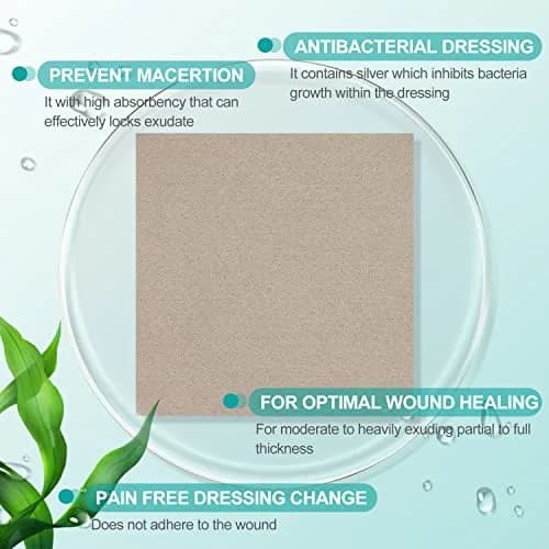 Dimora Silver-Infused Alginate Wound Dressing Pads 4'' x 4'' | Highly Absorbent & Non-Stick for Indian Wounds thumbnail 3