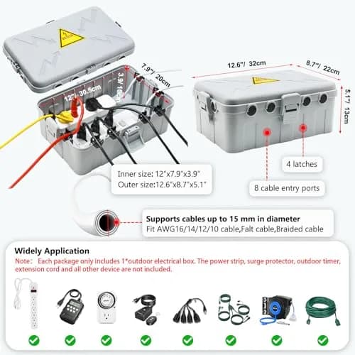 Hrensaw Large Outdoor Electrical Box 12.5x8.5x5 inch IP54 Waterproof Weatherproof Cover thumbnail 2