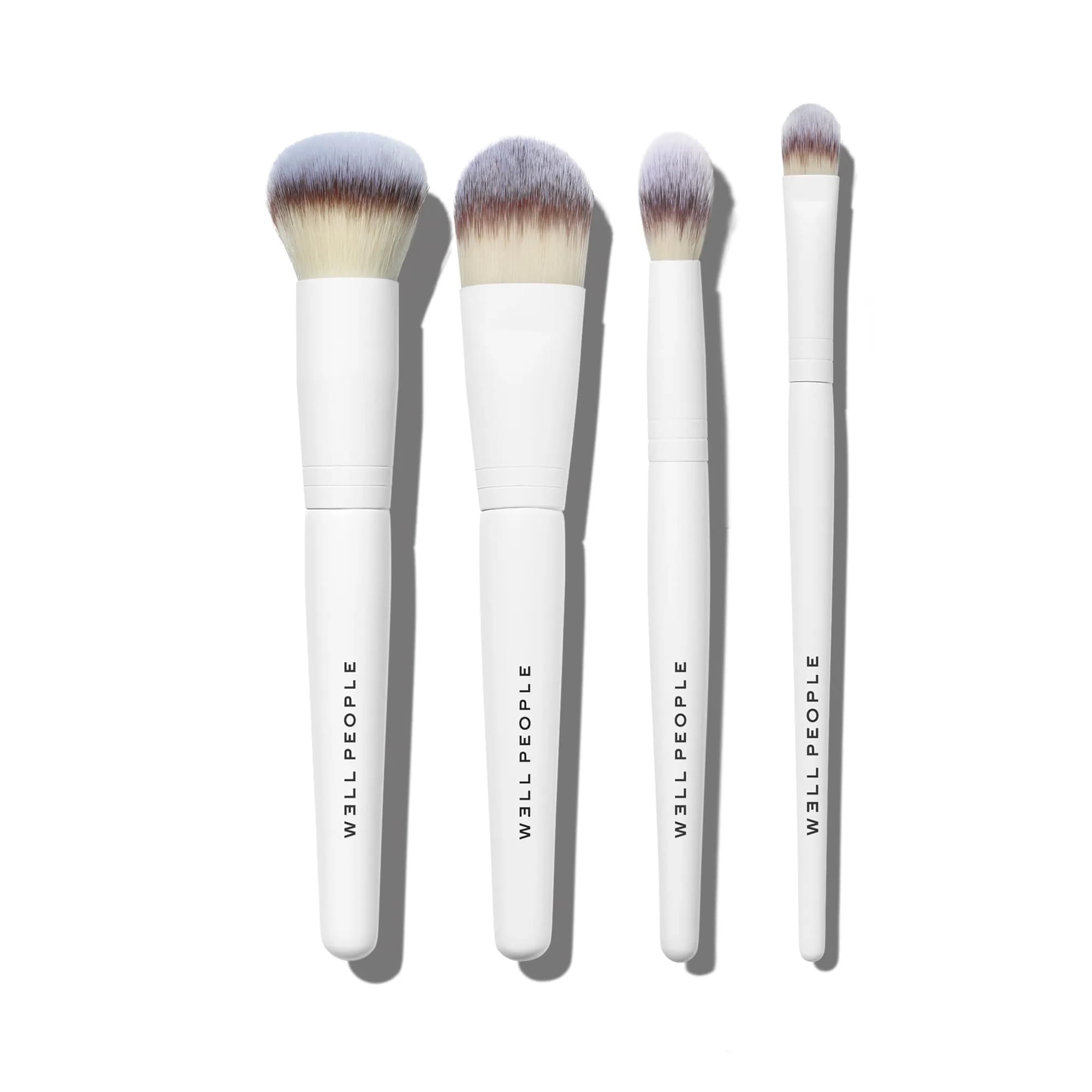 Well People Bio Complexion Brush Set | Vegan Cruelty-Free Makeup Brushes for All Face Products — Black
