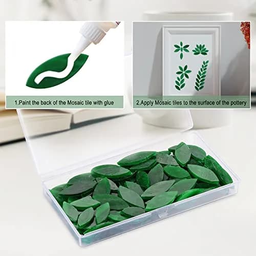 Yoption Petal Mosaic Tiles 100 Pieces | Hand-Cut Glass Flower Leaves for Art & Home Decor thumbnail 5