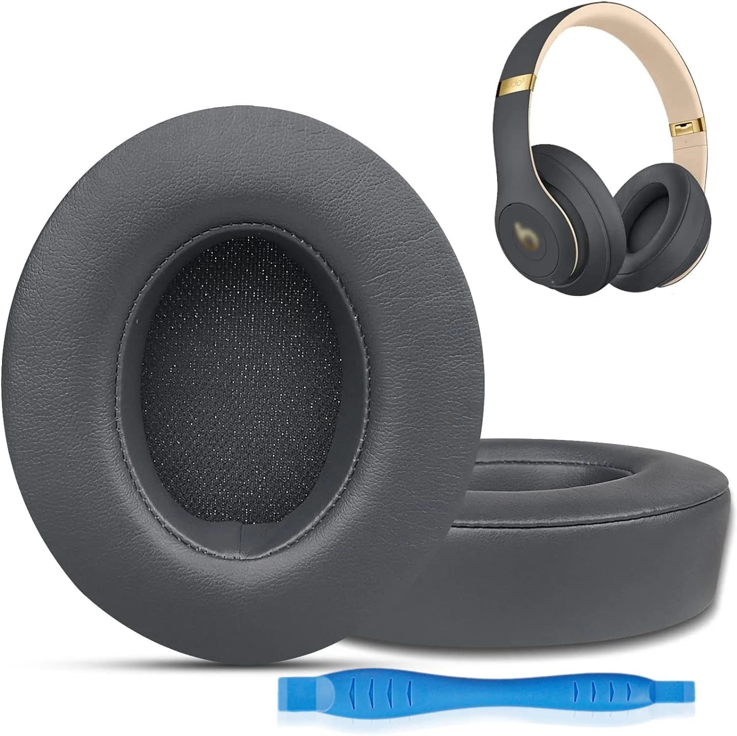 GEVO Replacement Ear Pads for Beats Studio 3 | Thicker Memory Foam, Titanium Grey, Easy Fit — Titanium Grey