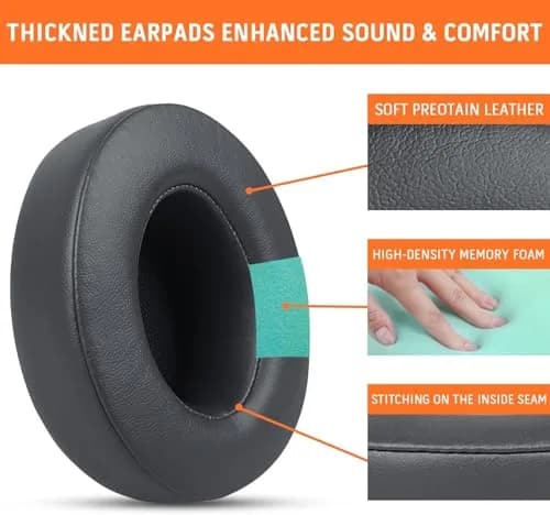 GEVO Replacement Ear Pads for Beats Studio 3 | Thicker Memory Foam, Titanium Grey, Easy Fit thumbnail 4