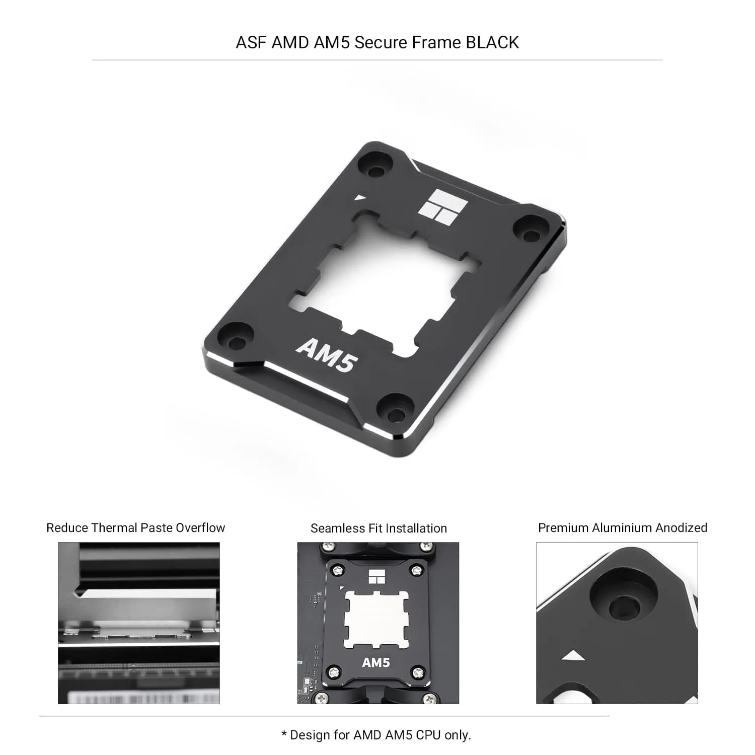 Thermalright ASF-Black AM5 CPU Holder 6mm Thickness | Corrective Anti-Bending Fixing Frame - view 3