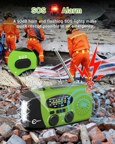 Esky Emergency Hand Crank Radio Green 250g (8.8 oz) | AM/FM/NOAA Weather Alerts with SOS Alarm thumbnail 4