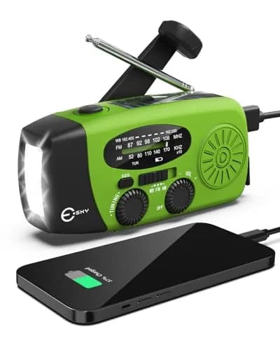 Esky Emergency Hand Crank Radio Green 250g (8.8 oz) | AM/FM/NOAA Weather Alerts with SOS Alarm thumbnail 1