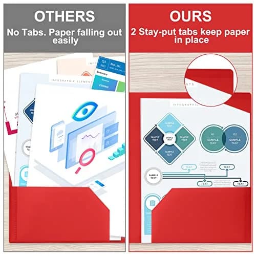 Sooez 7 Pack Plastic File Folders with Pockets & 3-Hole Punch, Letter Size, Bright Colors thumbnail 2