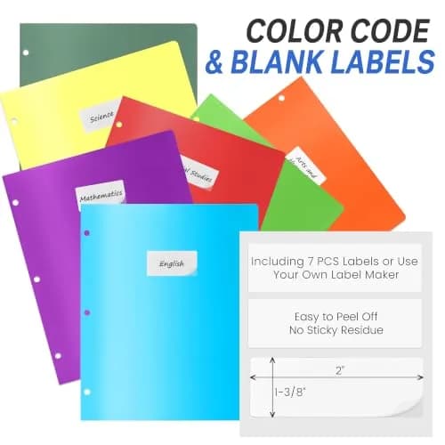 Sooez 7 Pack Plastic File Folders with Pockets & 3-Hole Punch, Letter Size, Bright Colors thumbnail 3
