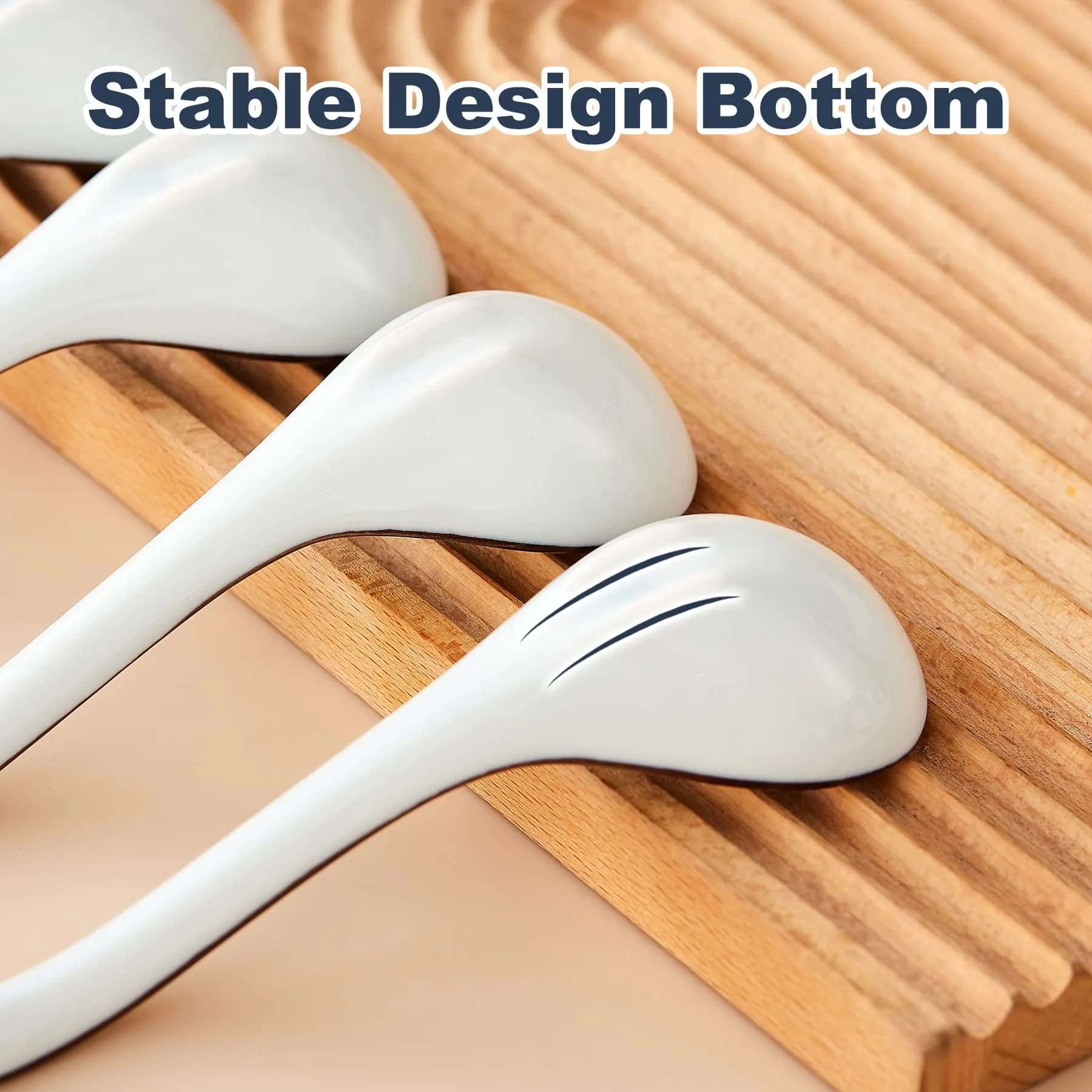 Hoilse Ceramic Asian Soup Spoons Set of 4 | Elegant Blue & White Porcelain for Ramen, Pho, Dumplings - view 6