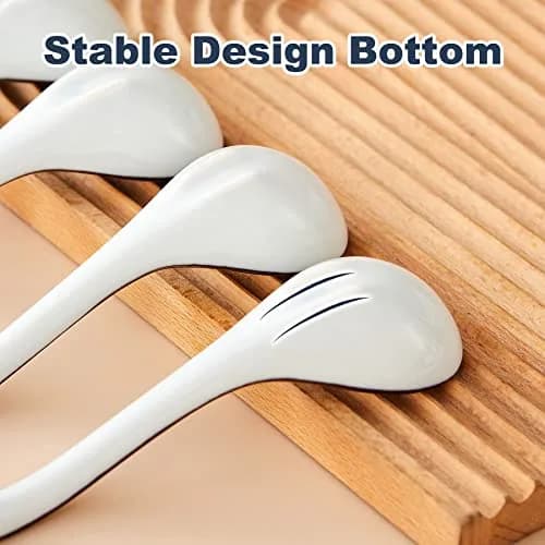 Hoilse Ceramic Asian Soup Spoons Set of 4 | Elegant Blue & White Porcelain for Ramen, Pho, Dumplings thumbnail 6