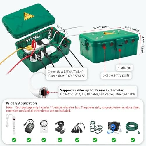 Hrensaw Large Outdoor Electrical Box 34.3cm x 23.7cm x 13.5cm (13.5" x 8.5" x 5.3") | IP54 Waterproof Outdoor Outlet Covers for India thumbnail 2