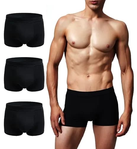 AIRCUTE Men Urinary Incontinence Underwear Washable Absorbency Soft Bladder Leak Proof Boxer Briefs 60 ML (X-Large,3 Black) thumbnail 1