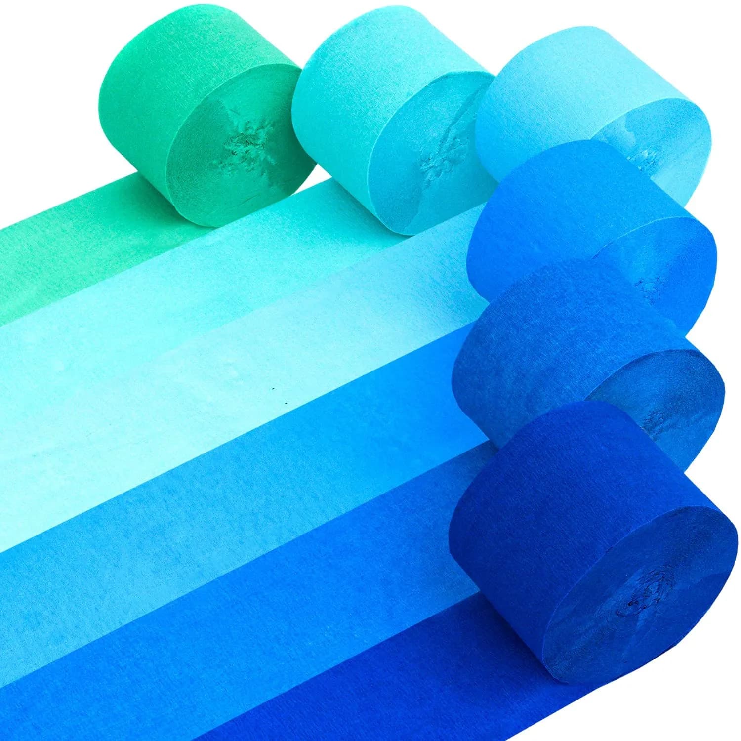 Captain Decor Blue Crepe Paper Streamers | 6 Rolls, 492ft Total Length - main product image