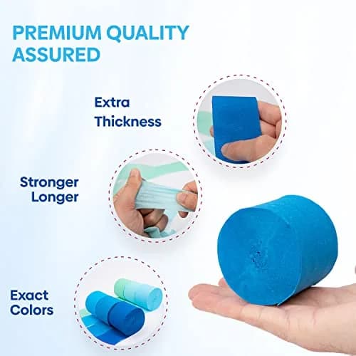 Captain Decor Blue Crepe Paper Streamers | 6 Rolls, 492ft Total Length thumbnail 4