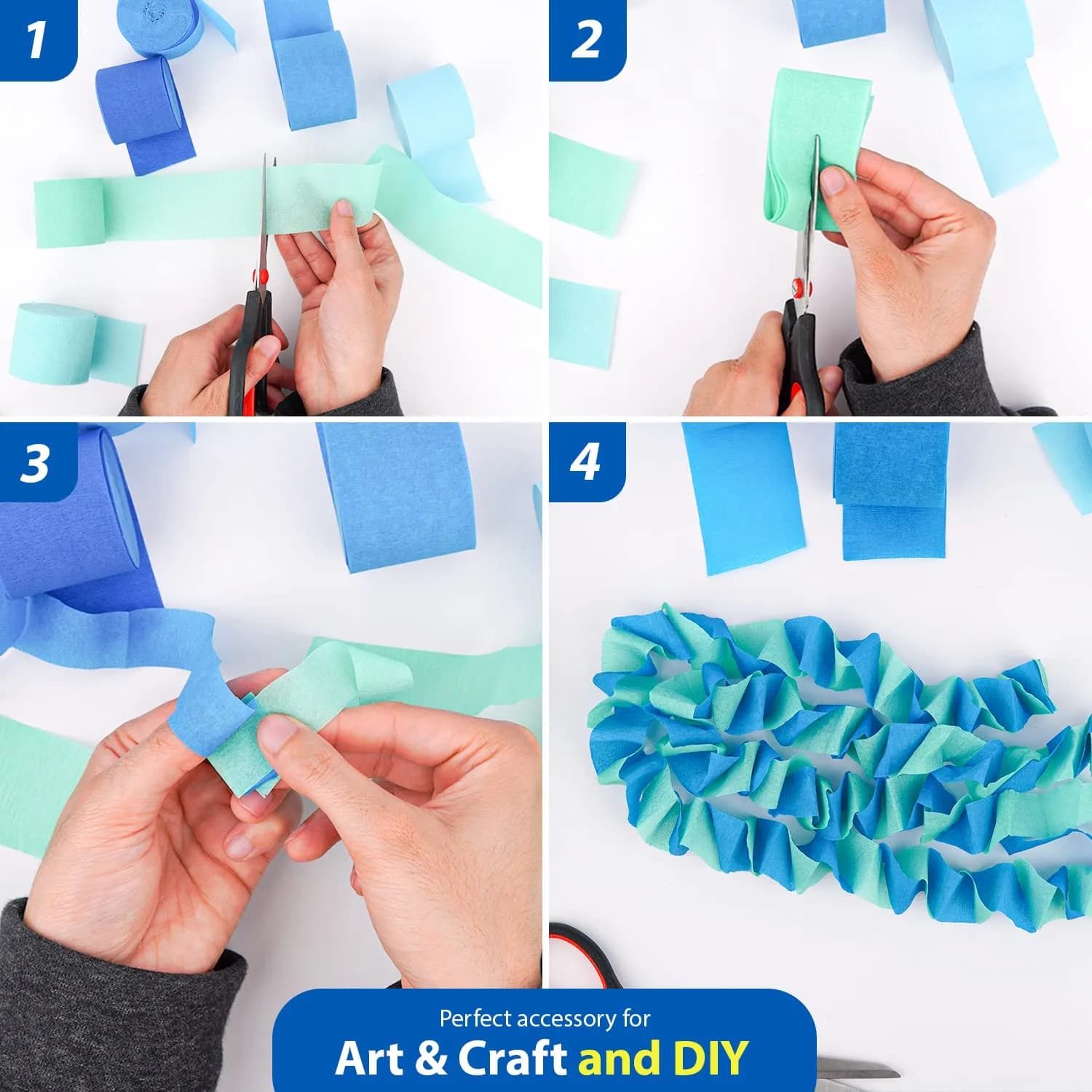 Captain Decor Blue Crepe Paper Streamers | 6 Rolls, 492ft Total Length - view 5