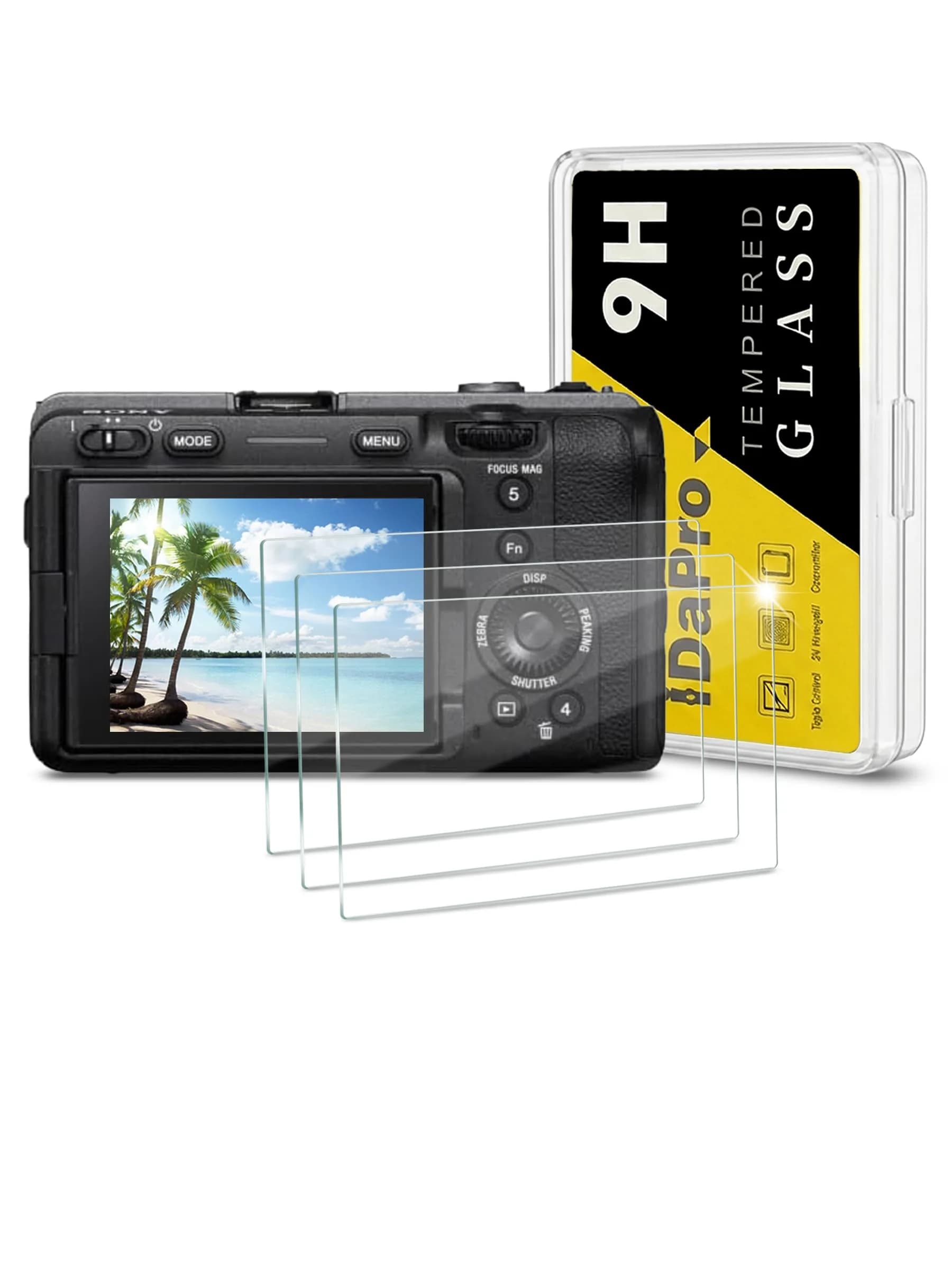 iDaPro Tempered Glass Screen Protector for Sony Alpha FX30 Camera LCD | 3-Pack, 9H Hardness, Anti-Scratch, Bubble-Free — FX30
