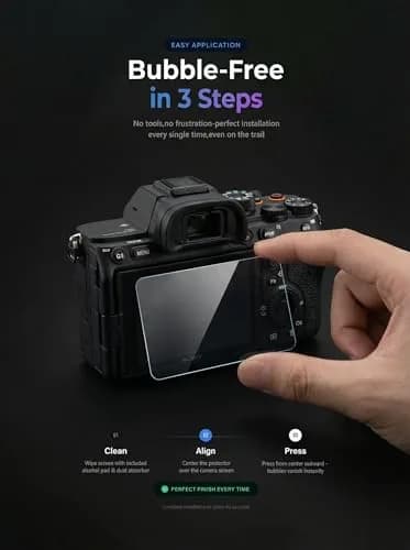 iDaPro Tempered Glass Screen Protector for Sony Alpha FX30 Camera LCD | 3-Pack, 9H Hardness, Anti-Scratch, Bubble-Free thumbnail 5
