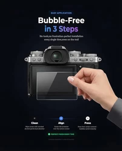 iDaPro Screen Protector for Fujifilm X-T5 9H Tempered Glass | Ultra Clear, Scratch-Resistant, 3 Pack + Wrist Strap thumbnail 7