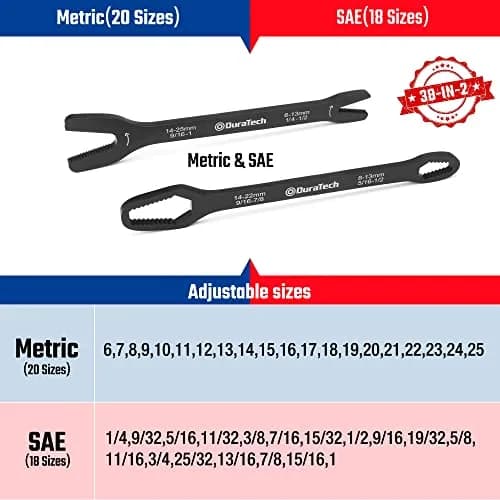 DURATECH Universal Wrench Set, SAE & Metric, 38 Sizes, 12 in Long | Corrosion-Resistant Carbon Steel thumbnail 4