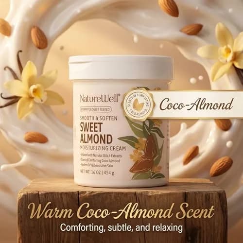 NATURE WELL Sweet Almond Body Cream 473ml (16 Oz) | Deep Hydration for Dry, Sensitive Skin thumbnail 4